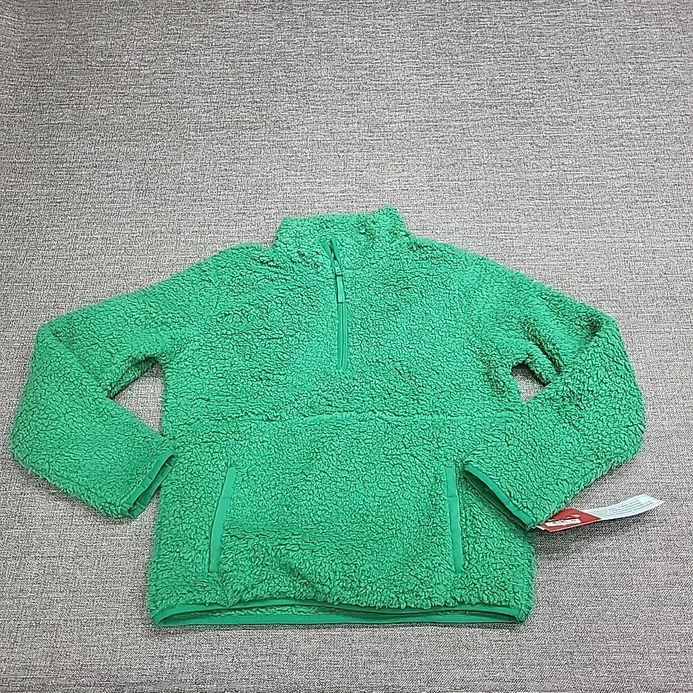 Kids Boys Girls Cozy Lounge Sherpa Sweatshirt Pullover Large Size 10/12 Green